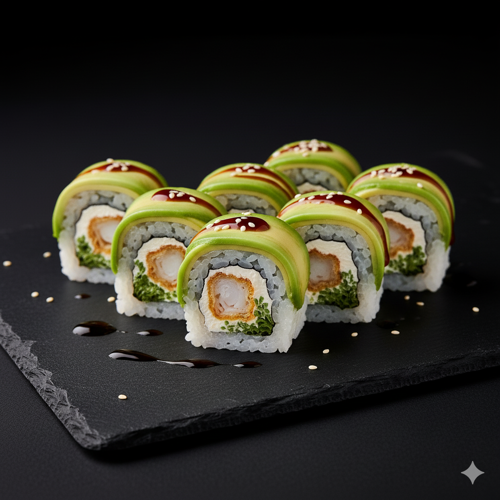 Maki Ebi Tempura envuelto en palta